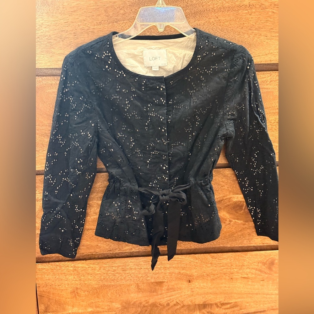 Loft eyelet Blazer size 6P Ribbon Tie waist